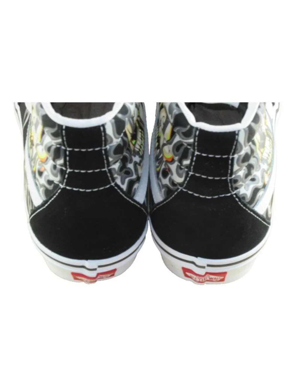 Vans Men's Sk8-Hi Flame Skull Black True White Canvas Suede shoes Size 11 NEW